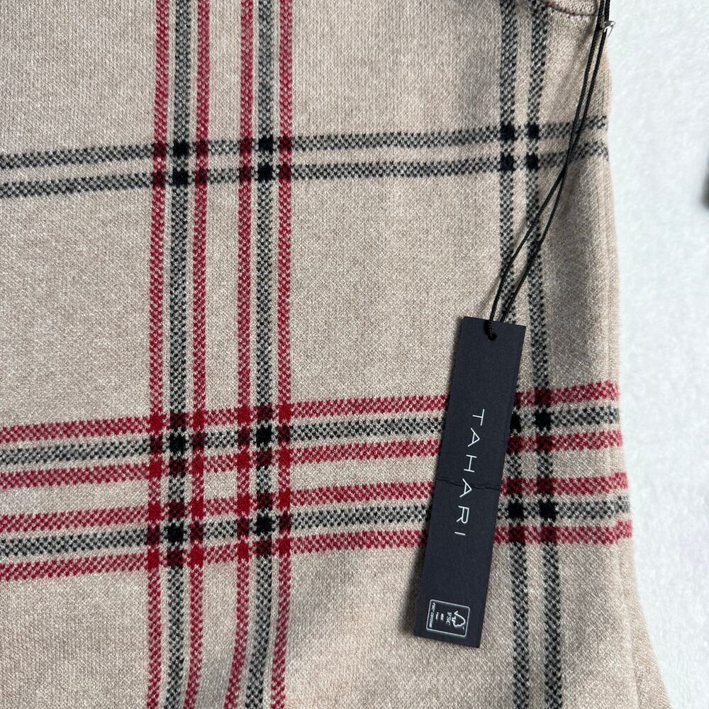 TAHARI Plaid Sweater Knit Shift Dress Beige Academia Old Money NWT Preppy Large - Picture 9 of 10